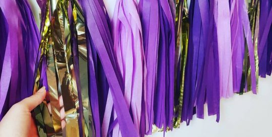 Purple and Gold Paper Tassels Mardi Gras Purple Gold Banner