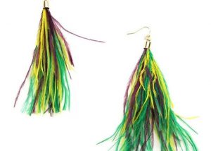 Mardi Gras PGG Feather Earrings