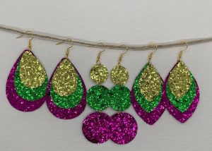 Mardi Gras Earrings Mardi Gras Faux Leather Earrings Mardi Gras Glitter Earrings Purple Green Gold Mardi Gras Jewelry Mardi Gras Gift