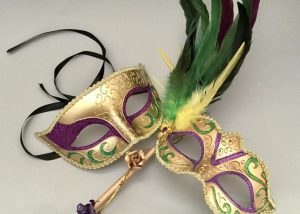 Mardi Gras Masquerade ball mask on stick Carnival Dress up