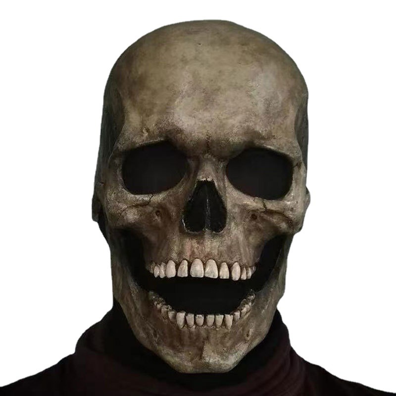 Men Halloween Horror Scary Mouth Can Move Latex Full Face Skeleton