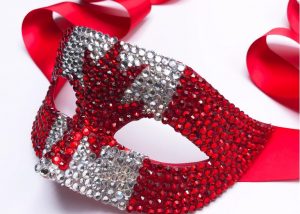 Canadian Flag Rhinestone Mask