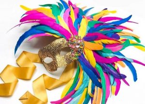 Karneval Rainbow Mask Coque Feather Swarovski Crystals Masquerade Mask w Jewels
