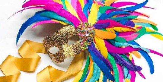 Karneval Rainbow Mask Coque Feather Swarovski Crystals Masquerade Mask w Jewels
