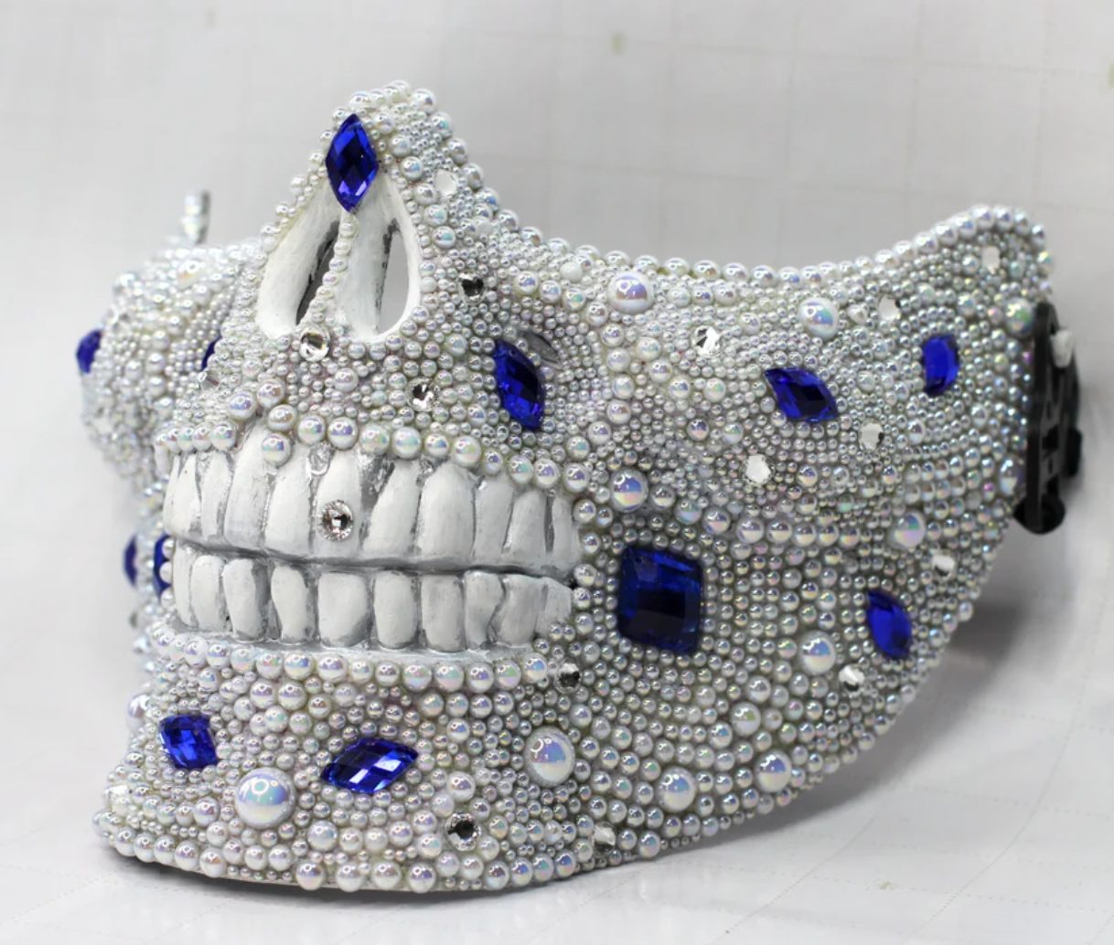 thumbnail image 2 of Beyond Masquerade Rhinestone Skull Face Mask - Halloween Masquerade Mouth Mask - Multi-Color 2 of 5