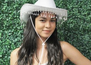 Bridal Party Rhinestone Tassel Western Cowboy Hat White Diamond Bride Wedding Hat