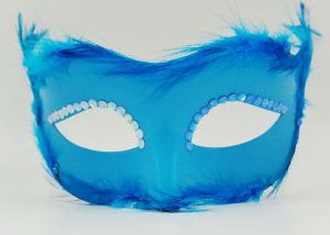 Glow in the dark-Turquoise Feather Mask Rhinestone Eye Mask For Carnival Party
