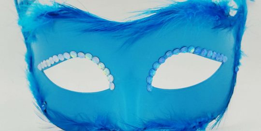 Glow in the dark-Turquoise Feather Mask Rhinestone Eye Mask For Carnival Party
