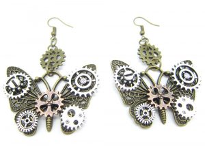 Steampunk Drop Earrings -Butterfly