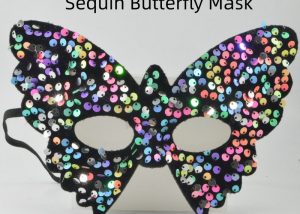 Rainbow Sequin Butterfly Face Glitter Mask
