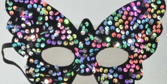 Rainbow Sequin Butterfly Face Glitter Mask