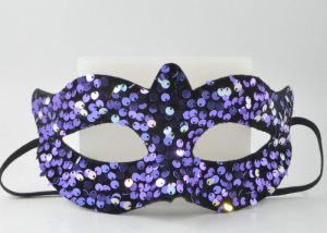 Mardi Gras Purple Sequin Half Face Mask