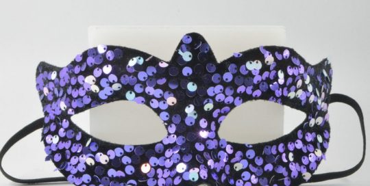 Mardi Gras Purple Sequin Half Face Mask