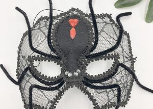 Halloween Spider Mask w Lace and Rhinestone