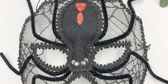 Halloween Spider Mask w Lace and Rhinestone