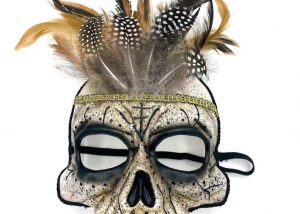 Voodoo Priestess Skull Eyemask w Feathers