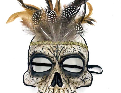 Voodoo Priestess Skull Eyemask w Feathers