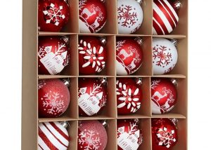 Red and White Clear Shatterproof Xmas Tree Decorations