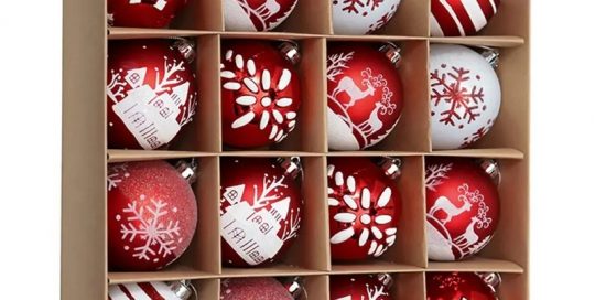 Red and White Clear Shatterproof Xmas Tree Decorations