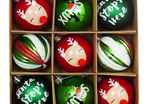 Red Green White Christmas Ornaments Set