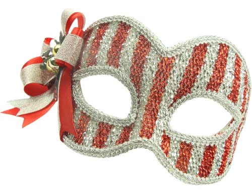 Party Ball Red White Fuzzy Eye Mask