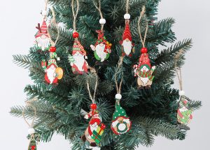 Painted Wooden Pendant Santa Claus Gift