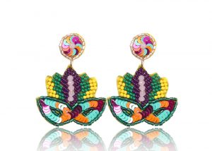 Mardi Gras PGG Handmade Beaded Earring-Mask