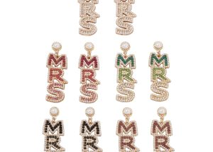 Letter MRS Rhinestone Earrings For Bride