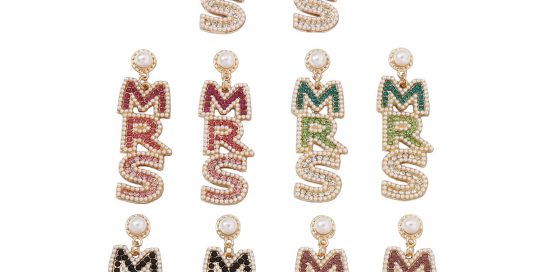 Letter MRS Rhinestone Earrings For Bride