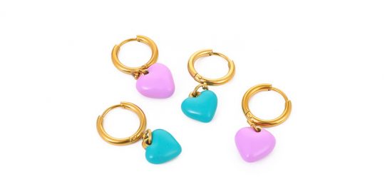 Love Pendant Enamel Earrings