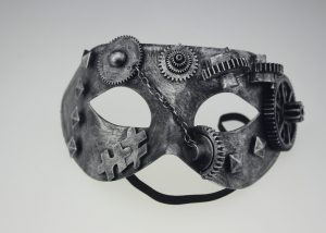 Antique Silver Steampunk Maske w Gear-LGPC