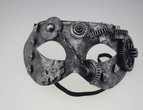 Antique Silver Gold Steampunk Maske w Gear