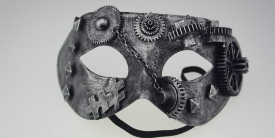 Antique Silver Steampunk Maske w Gear-LGPC