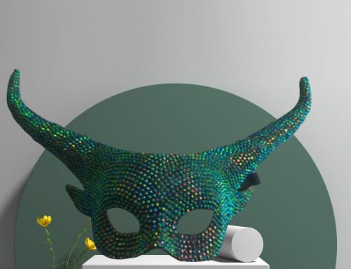 Rhinestone Studed Ancestral Devil Horned Mask