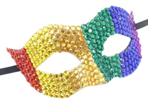 Rainbow Rhinestone Carnival Pride Mask with Diamonds