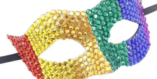 Rainbow Rhinestone Carnival Pride Mask with Diamonds