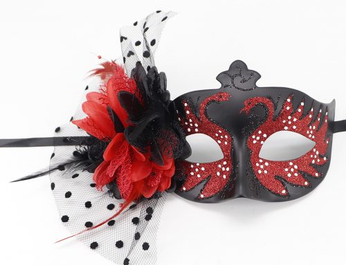 ASST Colors Halloween Masquerade Ball Glitter Mask with Removable Flowers