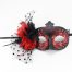 Halloween Masquerade Ball Glitter Mask with Removable Flowers-Red