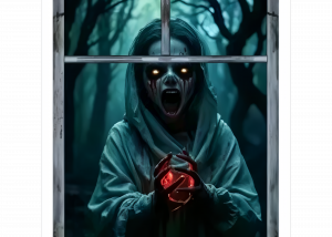 Halloween Haunted House Window Curtain Cover Window Door Cling Cover for Haunted House Party Decors